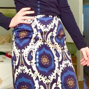 Elegant Blue and White Patterned Skirt